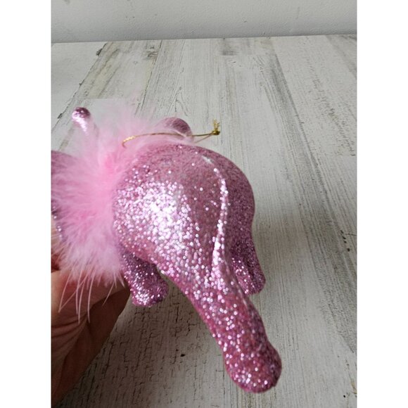 Glitter feather pink elephant ornament sparkle Xmas tree - Picture 5 of 8